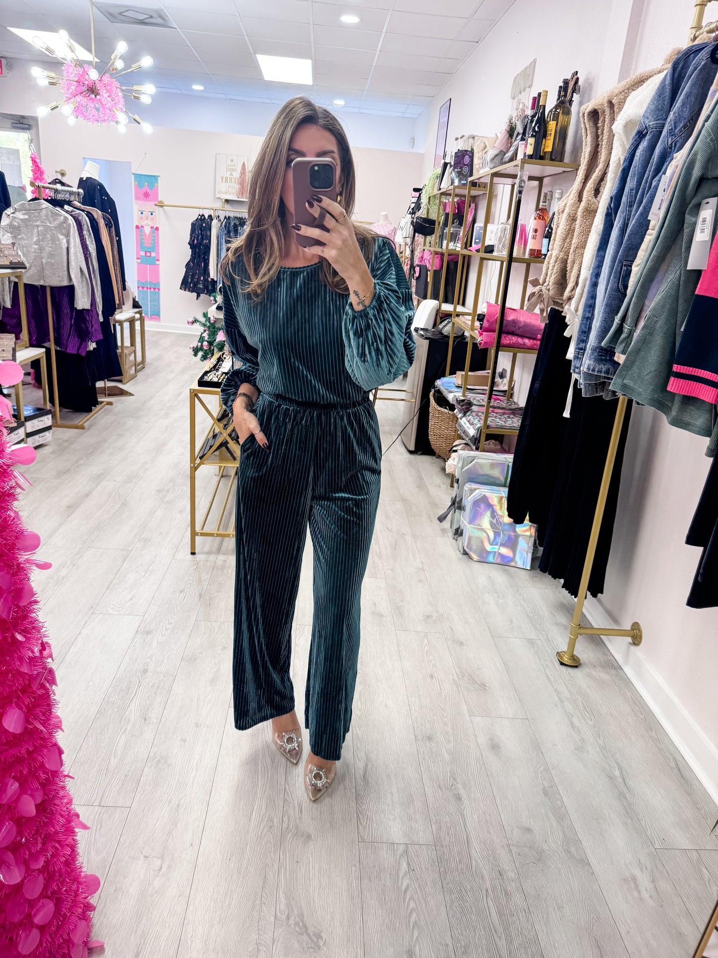 Ribbed Velvet Pant Set