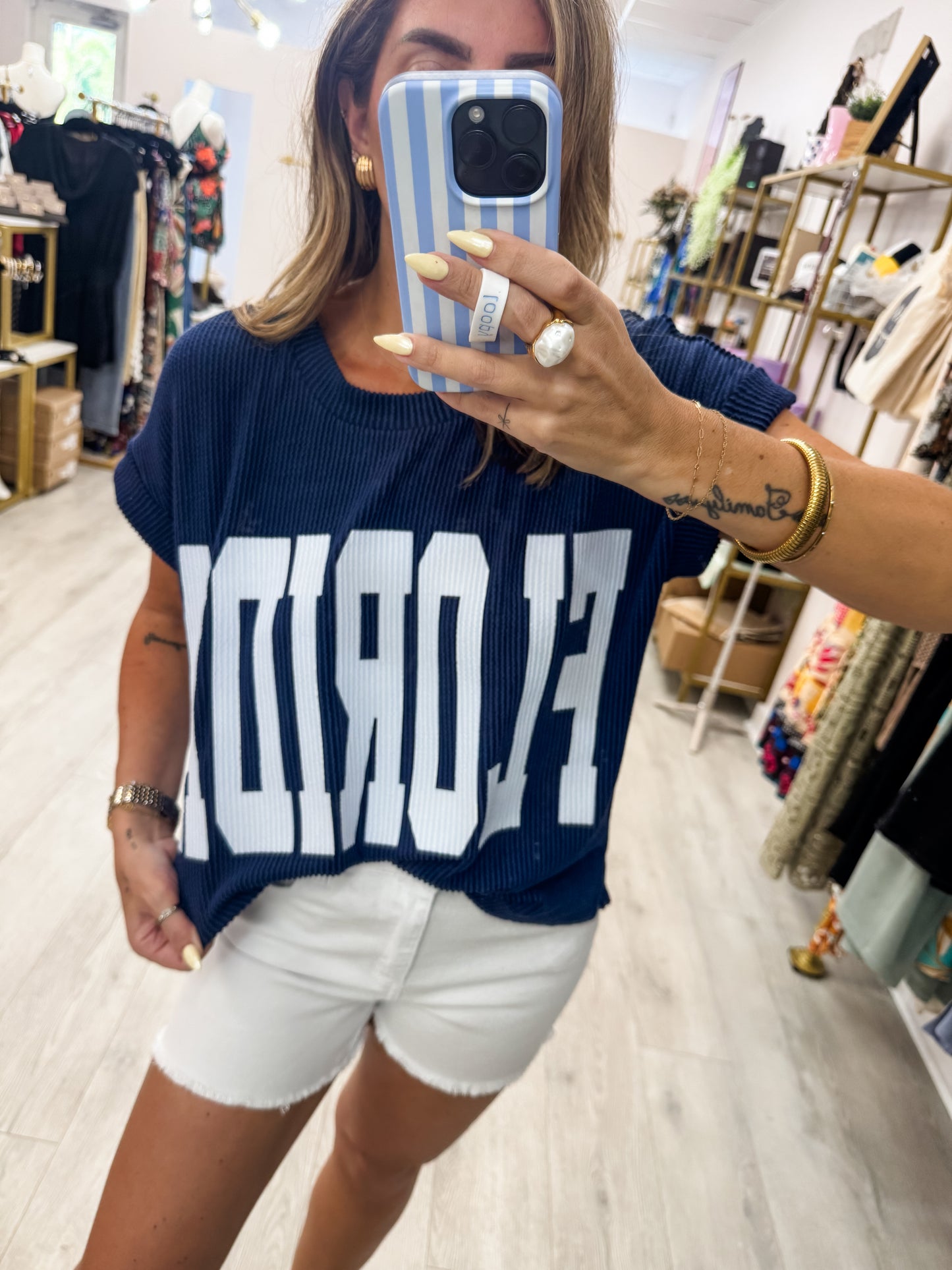 Blue Florida Knit Top