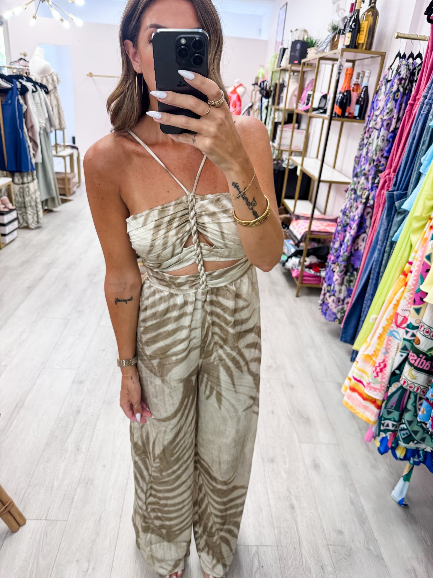 Sandstone Romances Braid Detail Wide Leg Jumpsuit