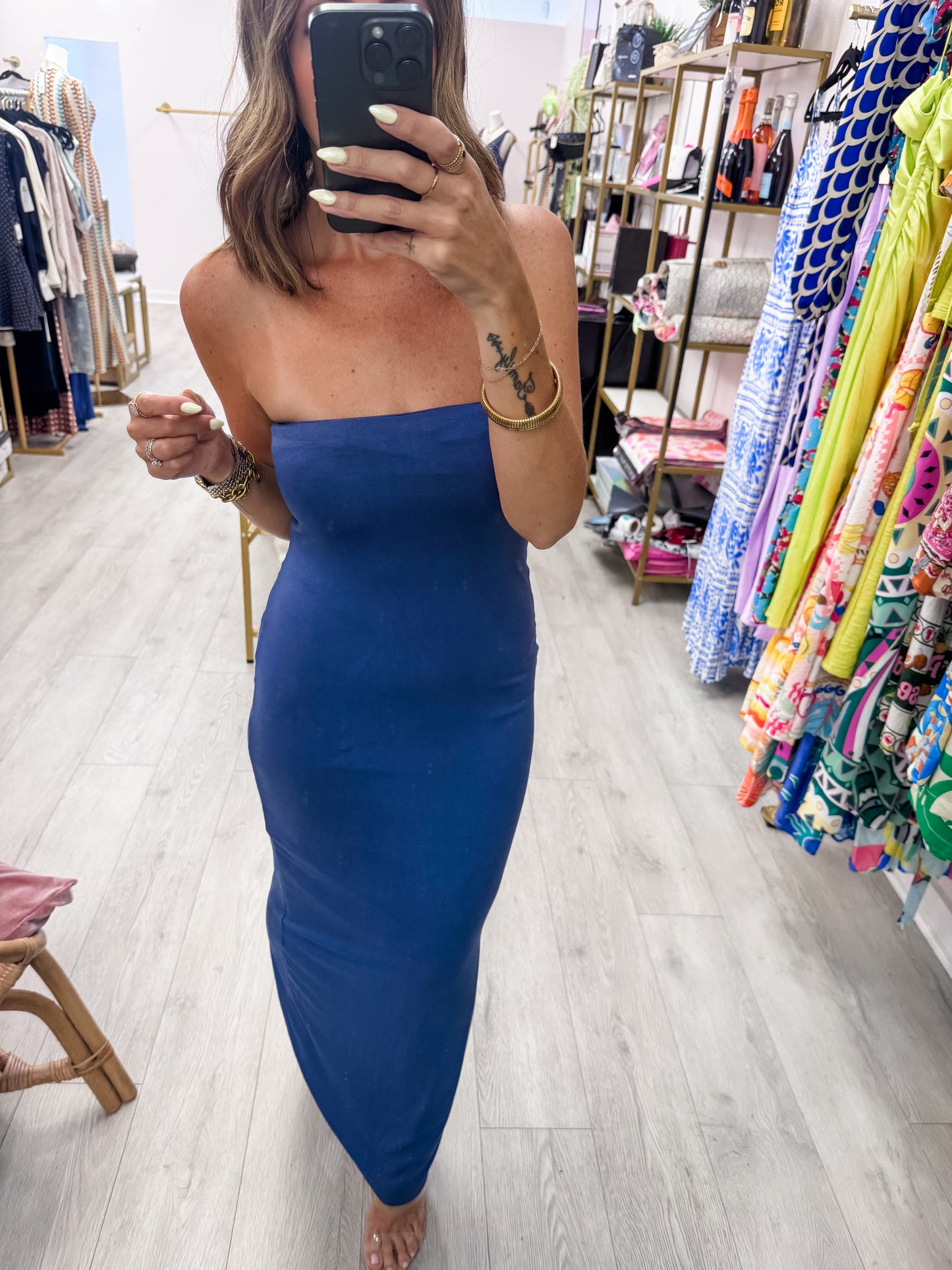 Midnight Navy Strapless Tube Top Dress