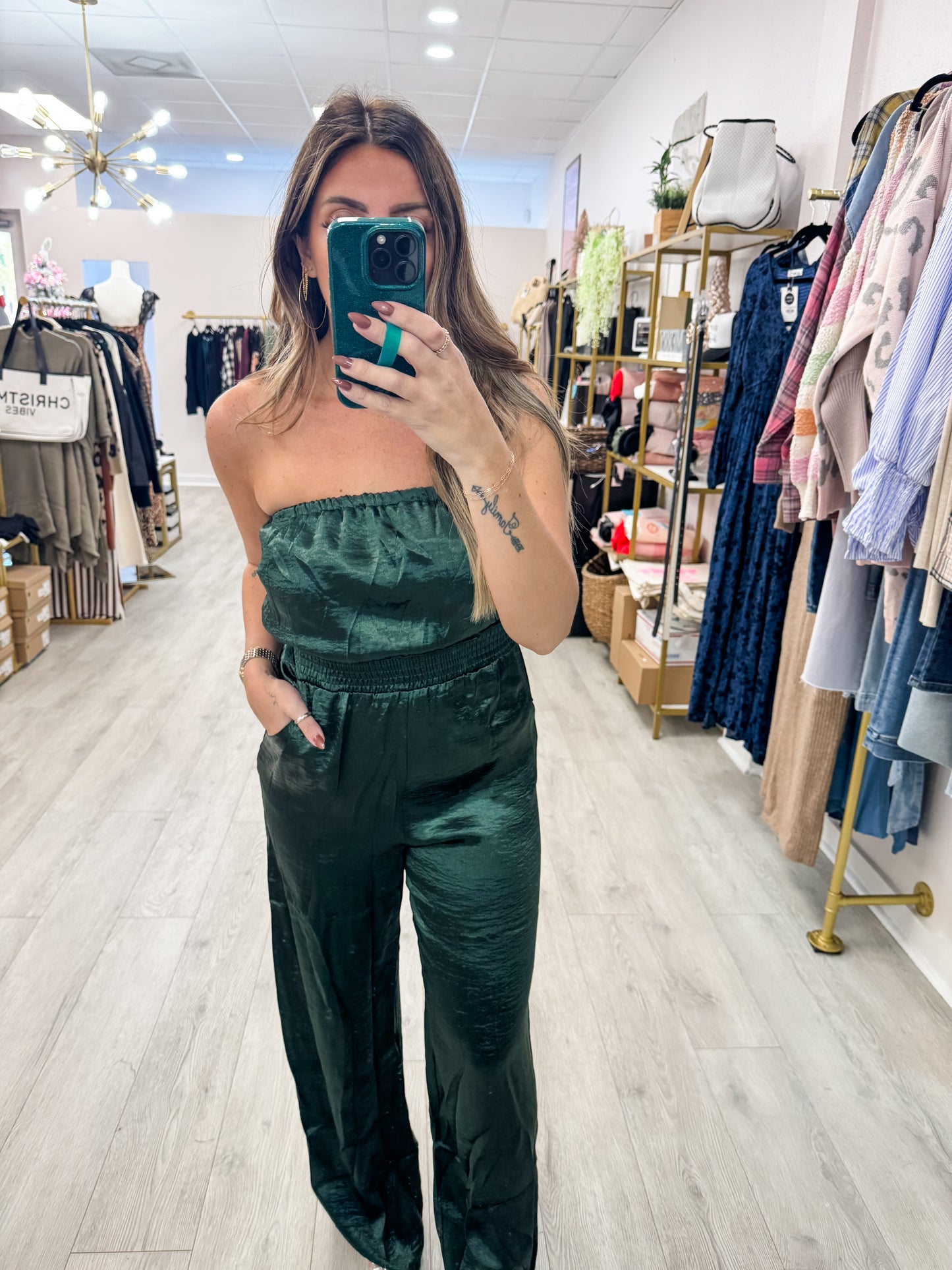 Satin Strapless Jumpsuit