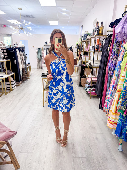 Floral Criss Cross Back Tie Dress