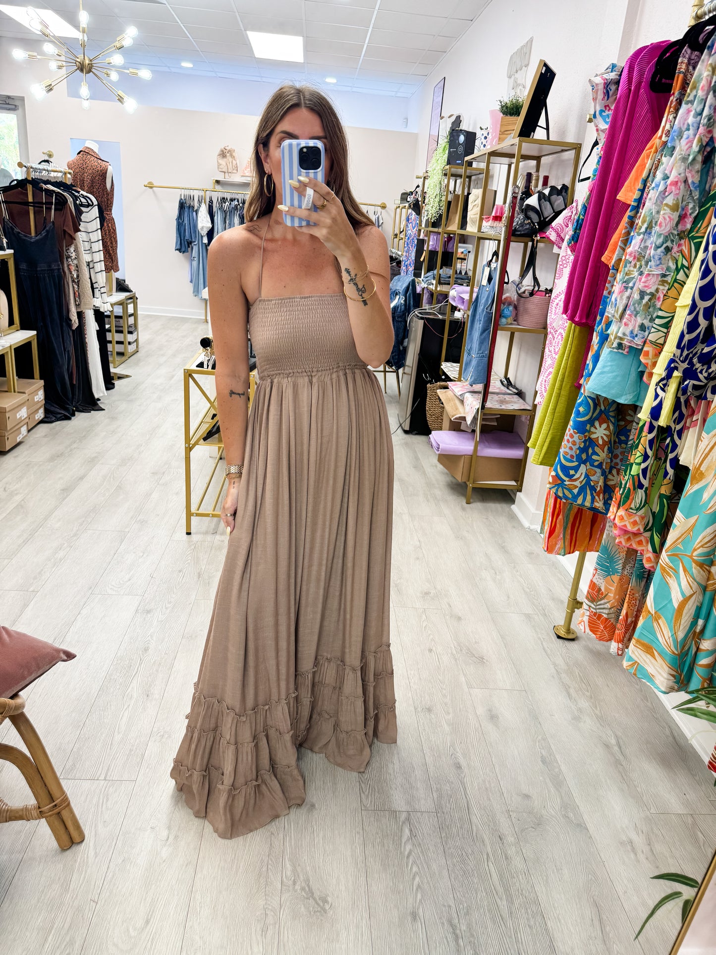 Halter Neck Tiered Maxi Dress