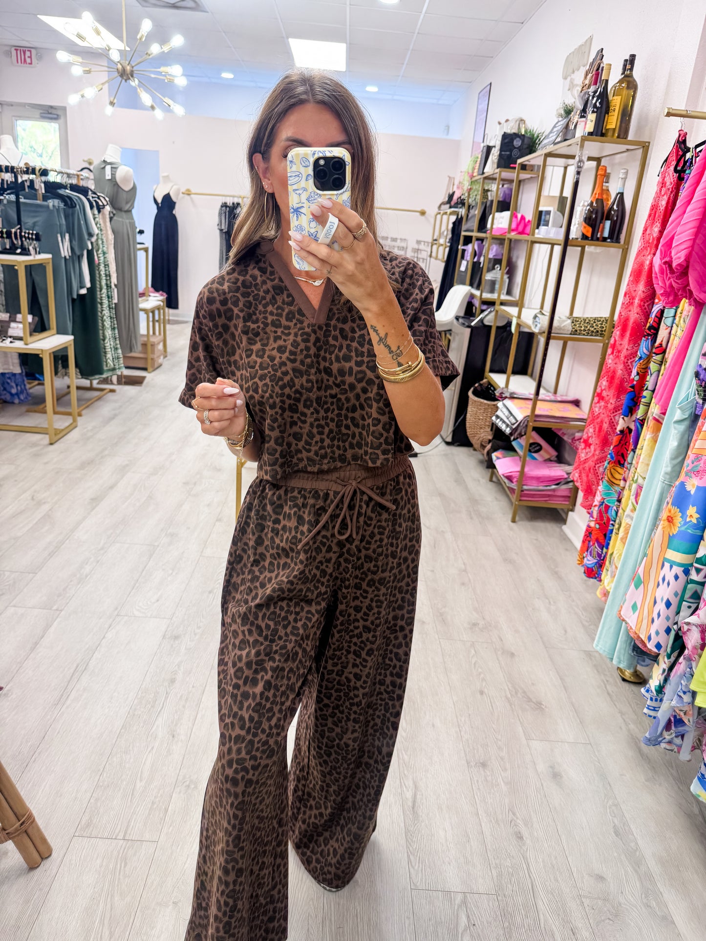 Leopard Print Top And Pant Set