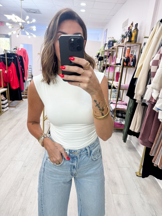 Ivory Sleeveless Crew Neck Top