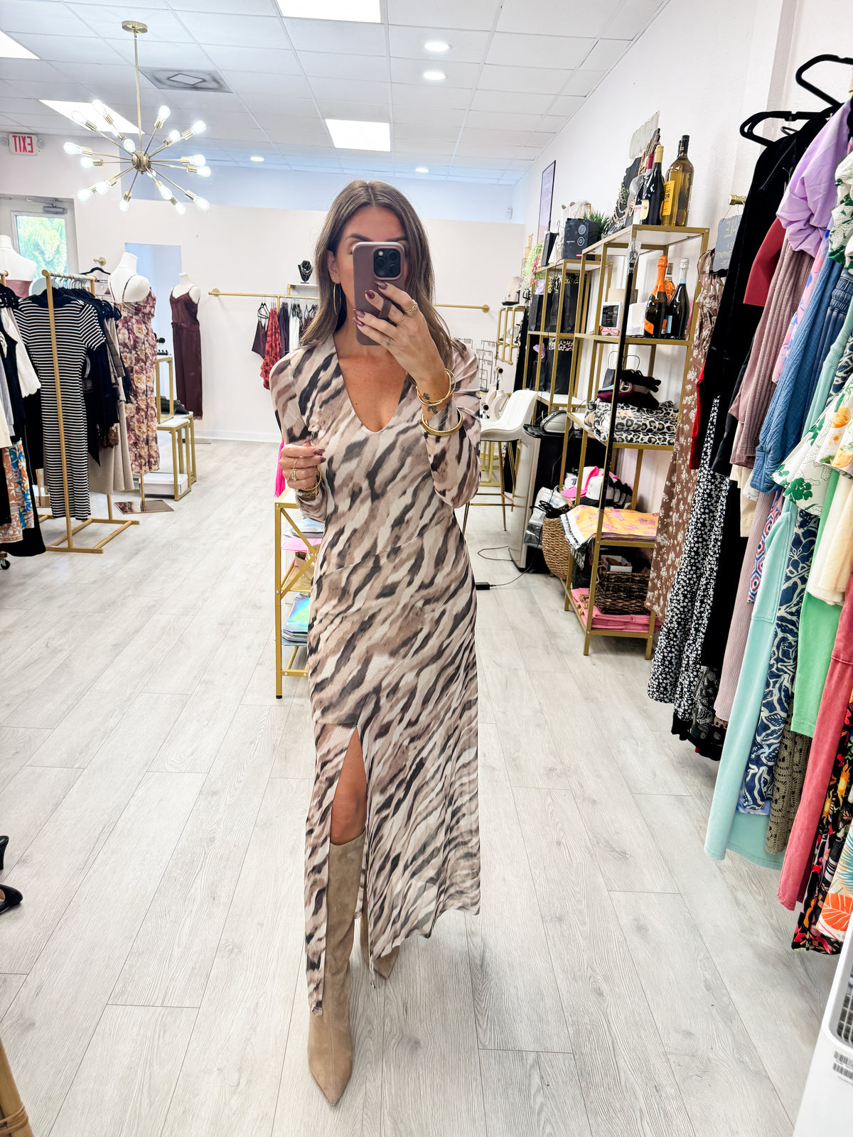 Animal Mesh Maxi Dress