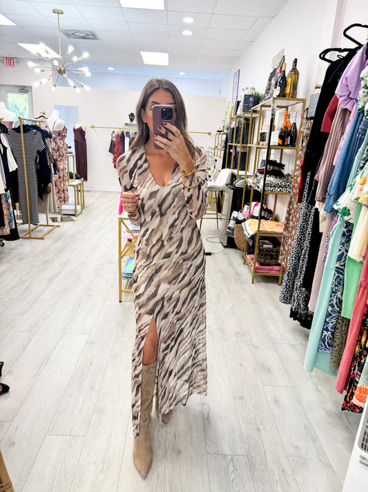 Animal Mesh Maxi Dress