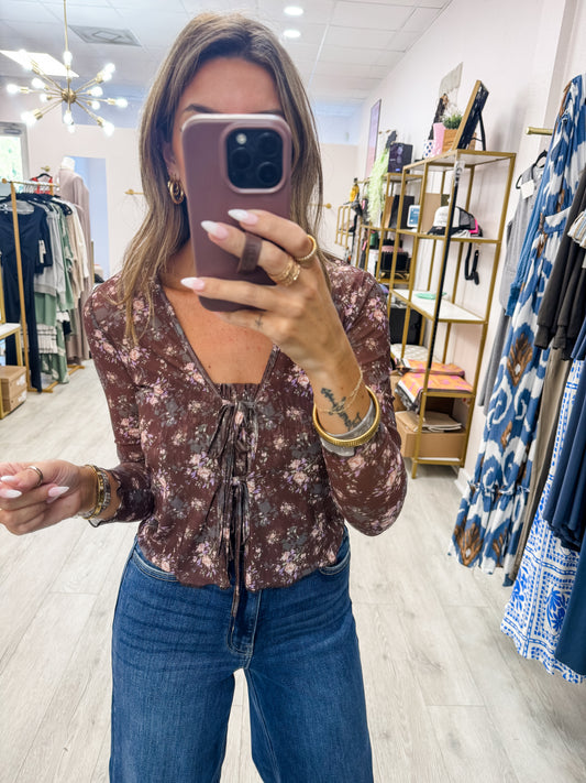 Fall Floral Mesh Layered Top