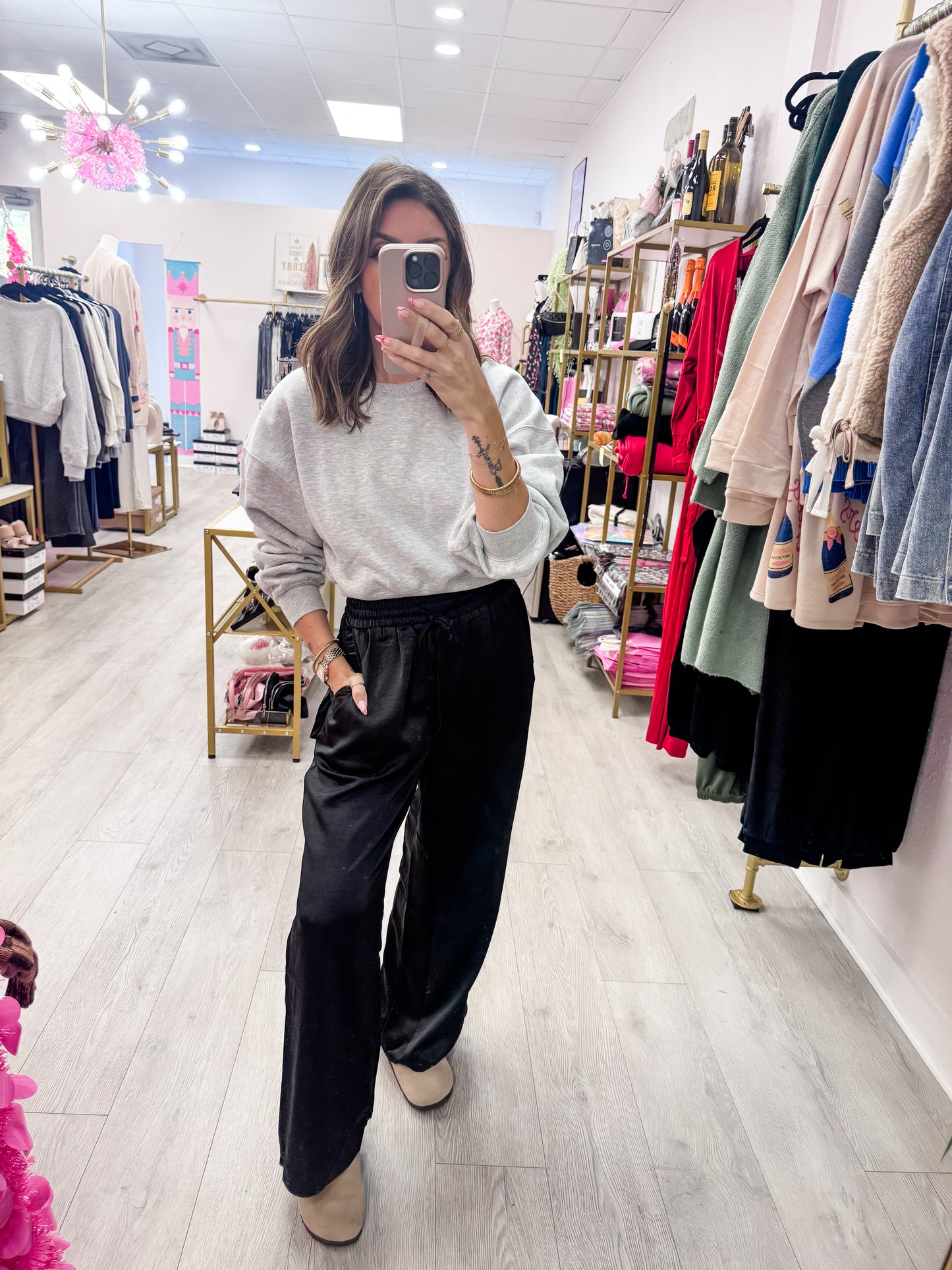 Heather Gray Everyday Long Sleeve Cropped Sweatshirt