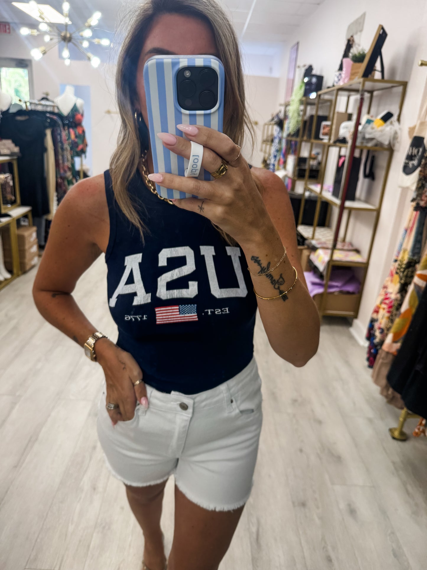 Navy USA Tank Top