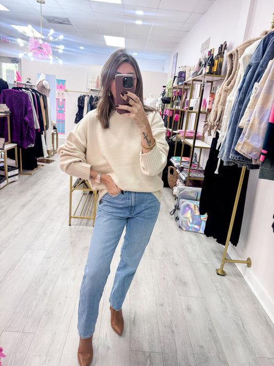 Cream Oversized Drop Shoulder Sweater