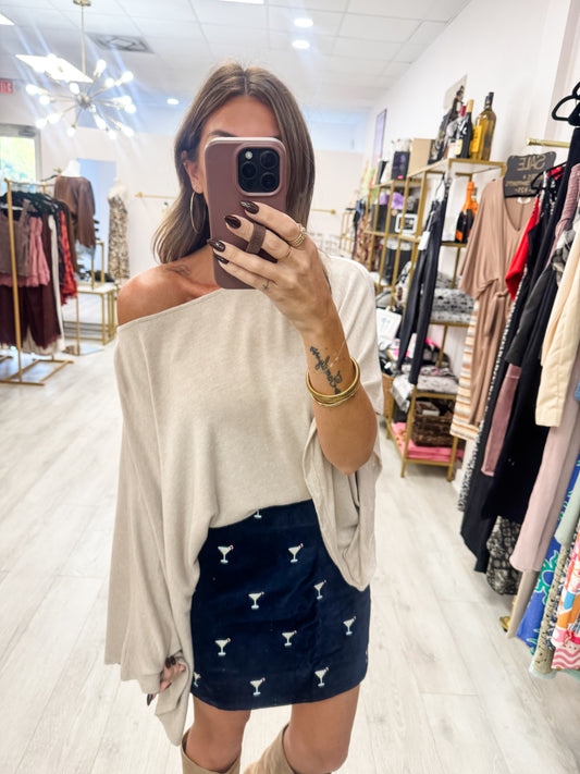 Oatmeal One Shoulder Asymmetrical Top