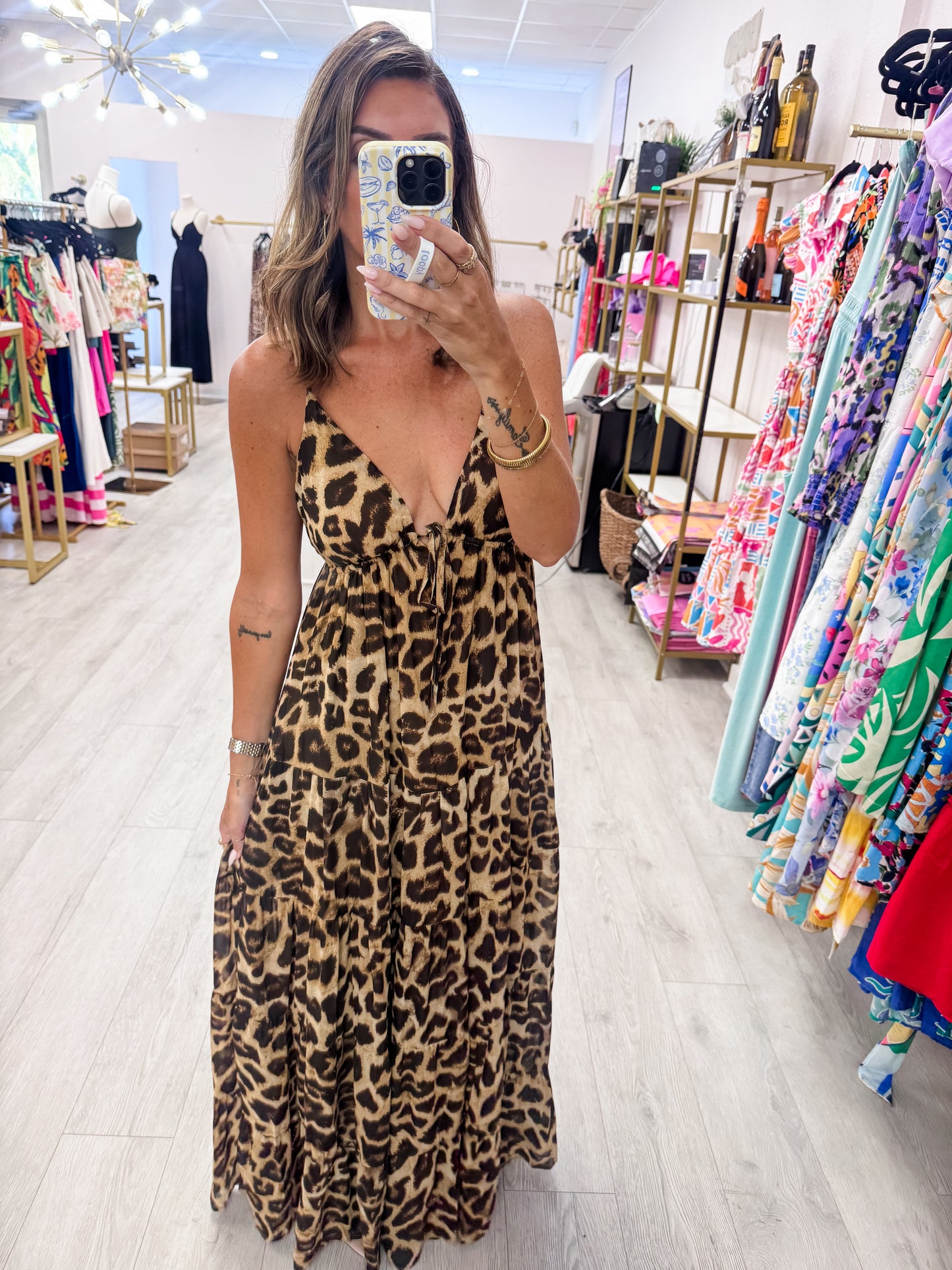 Leopard Printed Woven Maxi Dress