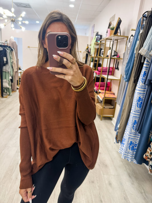 Chestnut Batwing Boatneck Top