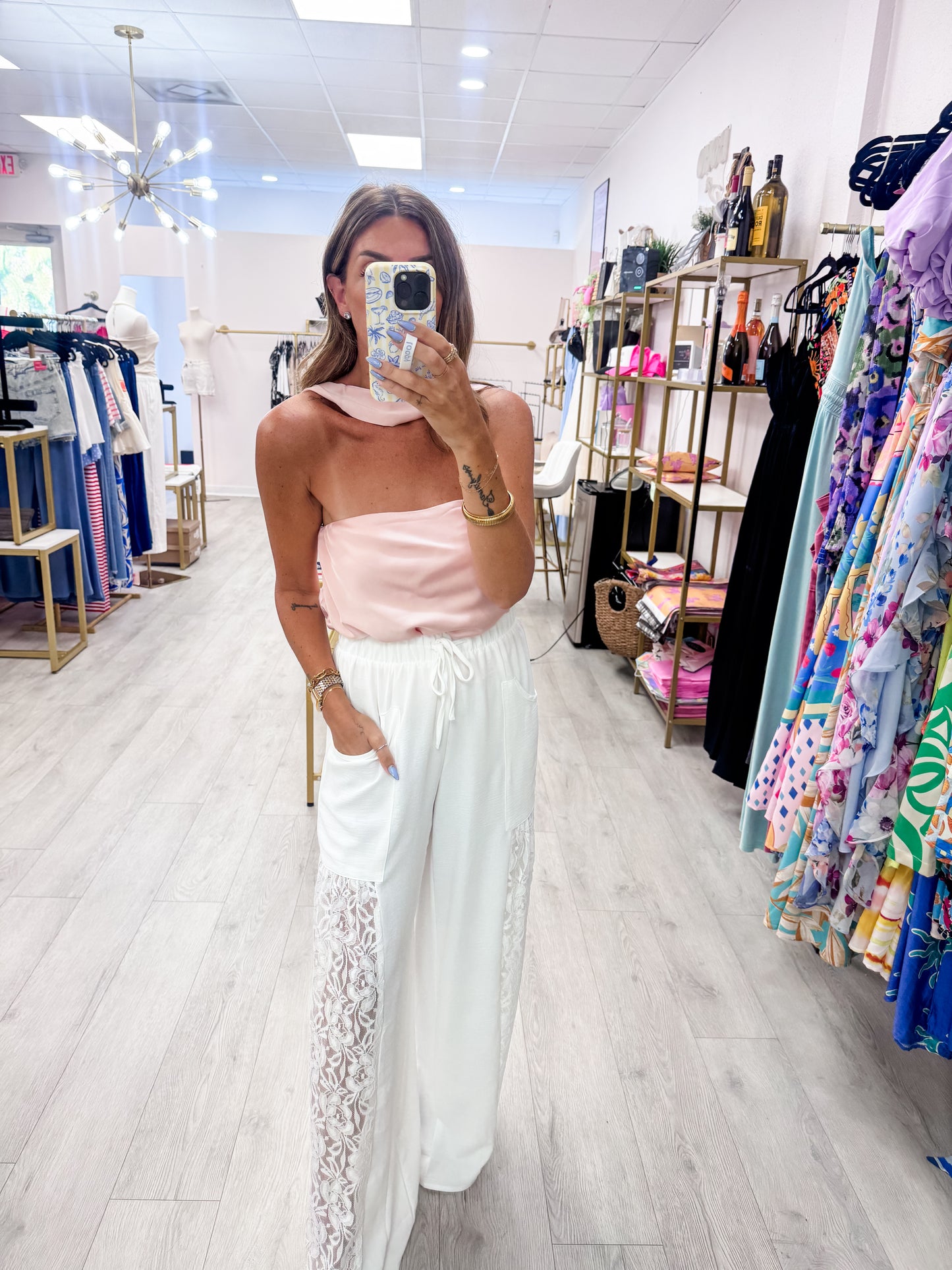 Blush Scarf Detail Top