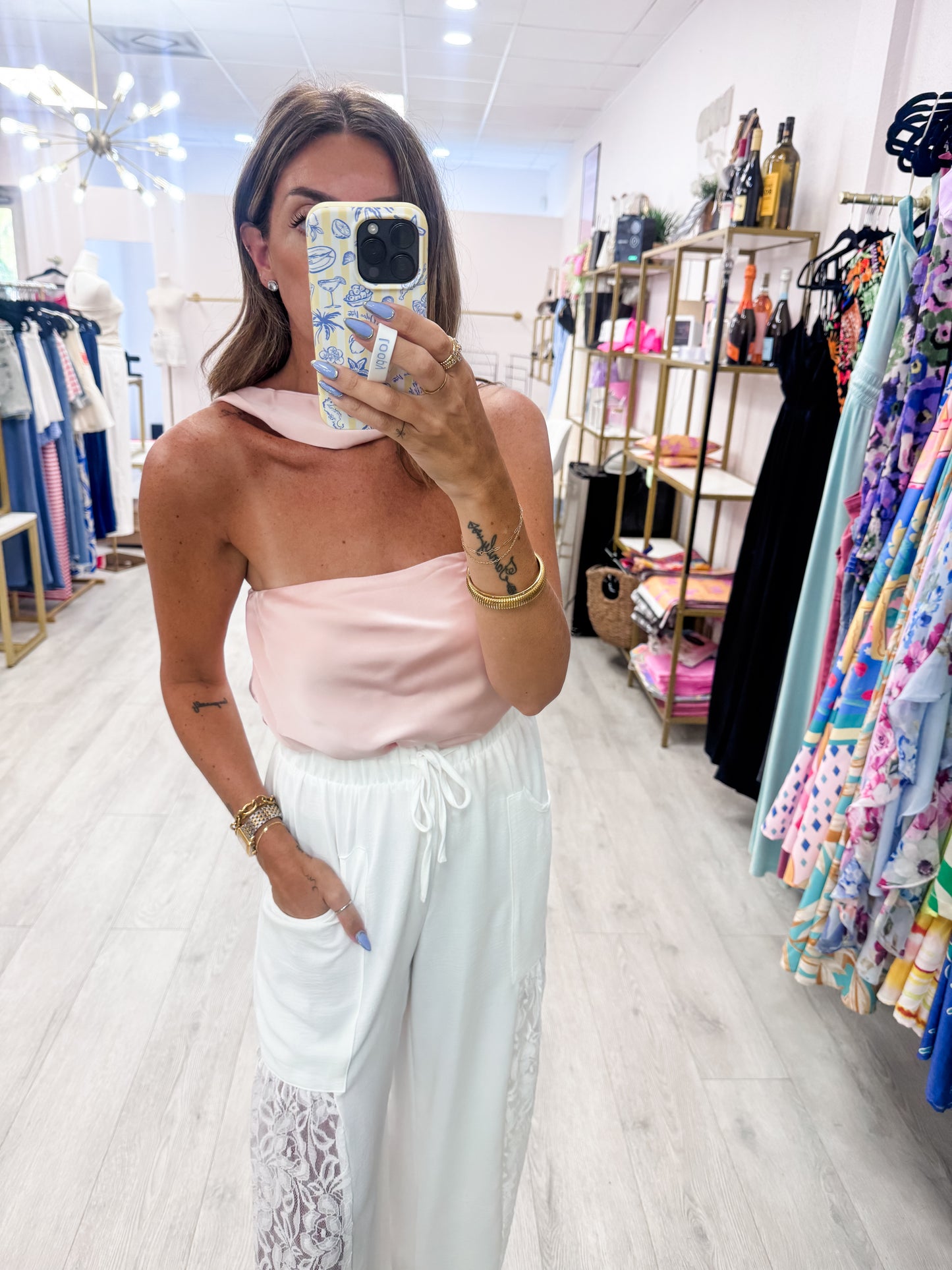 Blush Scarf Detail Top