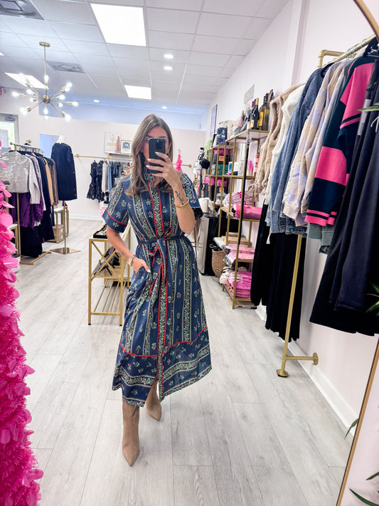 Navy Mistletoe Dress