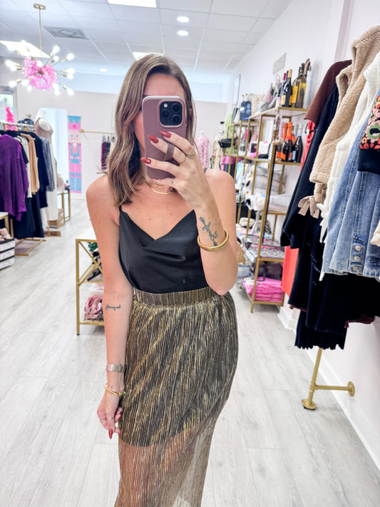 Black Cowl Neck Bodysuit