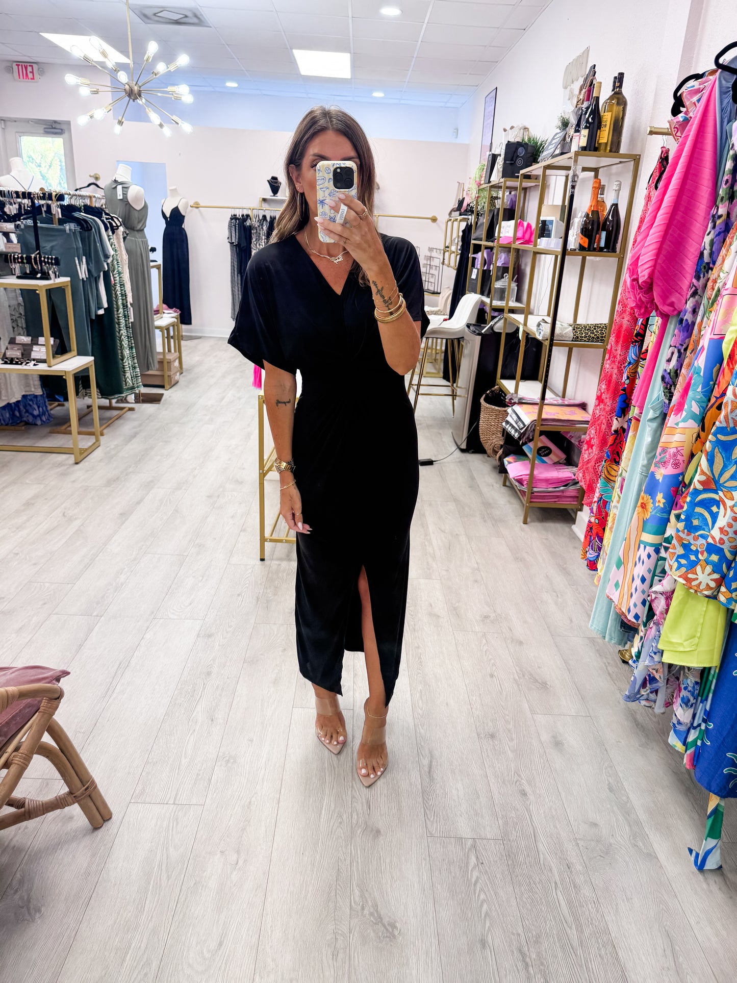 Black Twist Front Maxi Dress