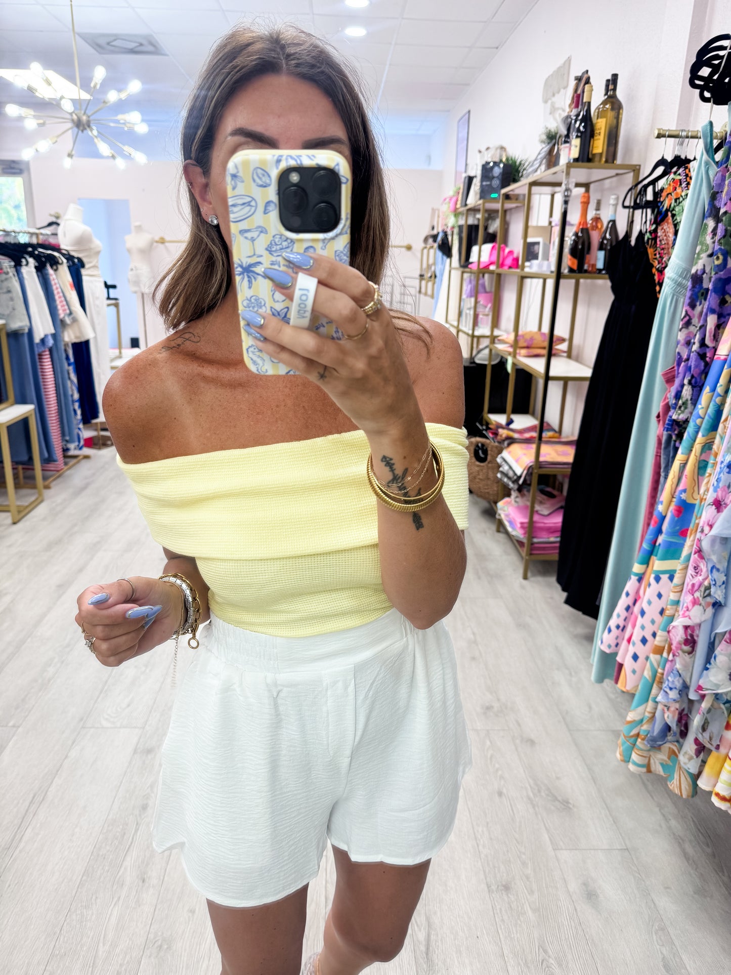 Butter Off Shoulder Foldover Knit Crop Top