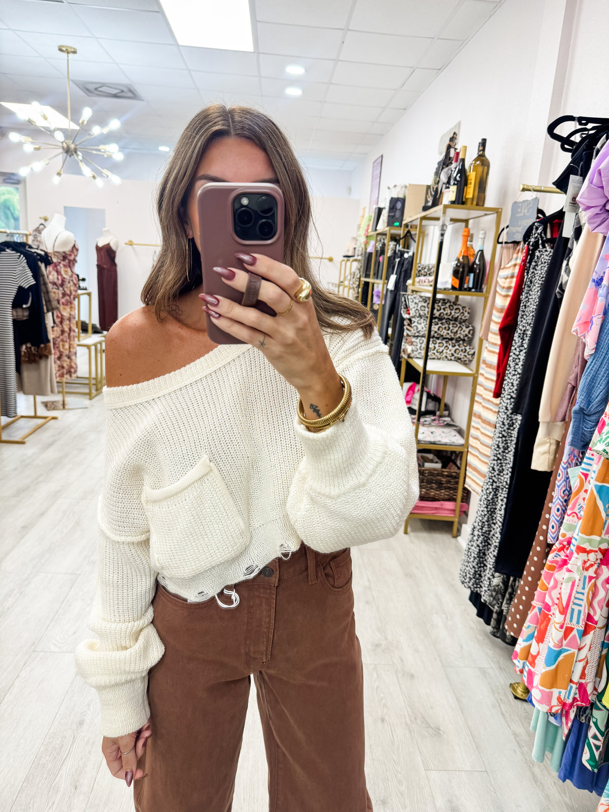 Ivory Distressed Sweater