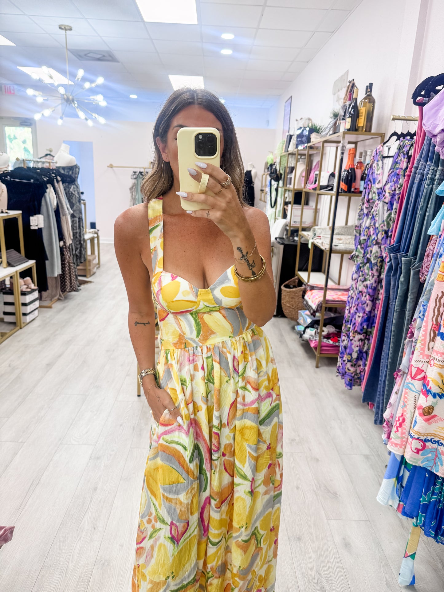 Floral Lace-Up Resort Maxi Dress