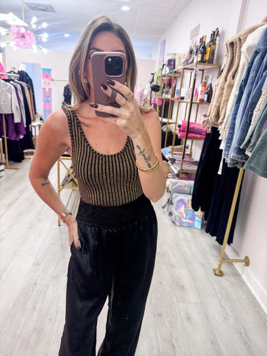 Metallic Scoop Neck Bodysuit