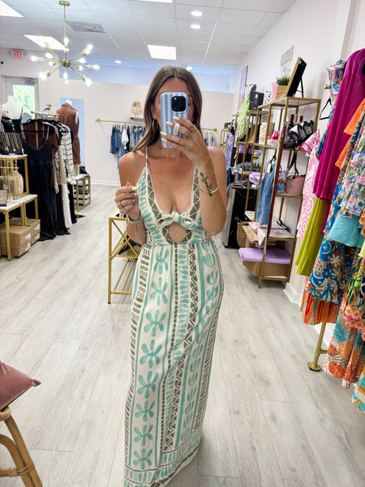 Tropical Border Print Maxi Dress