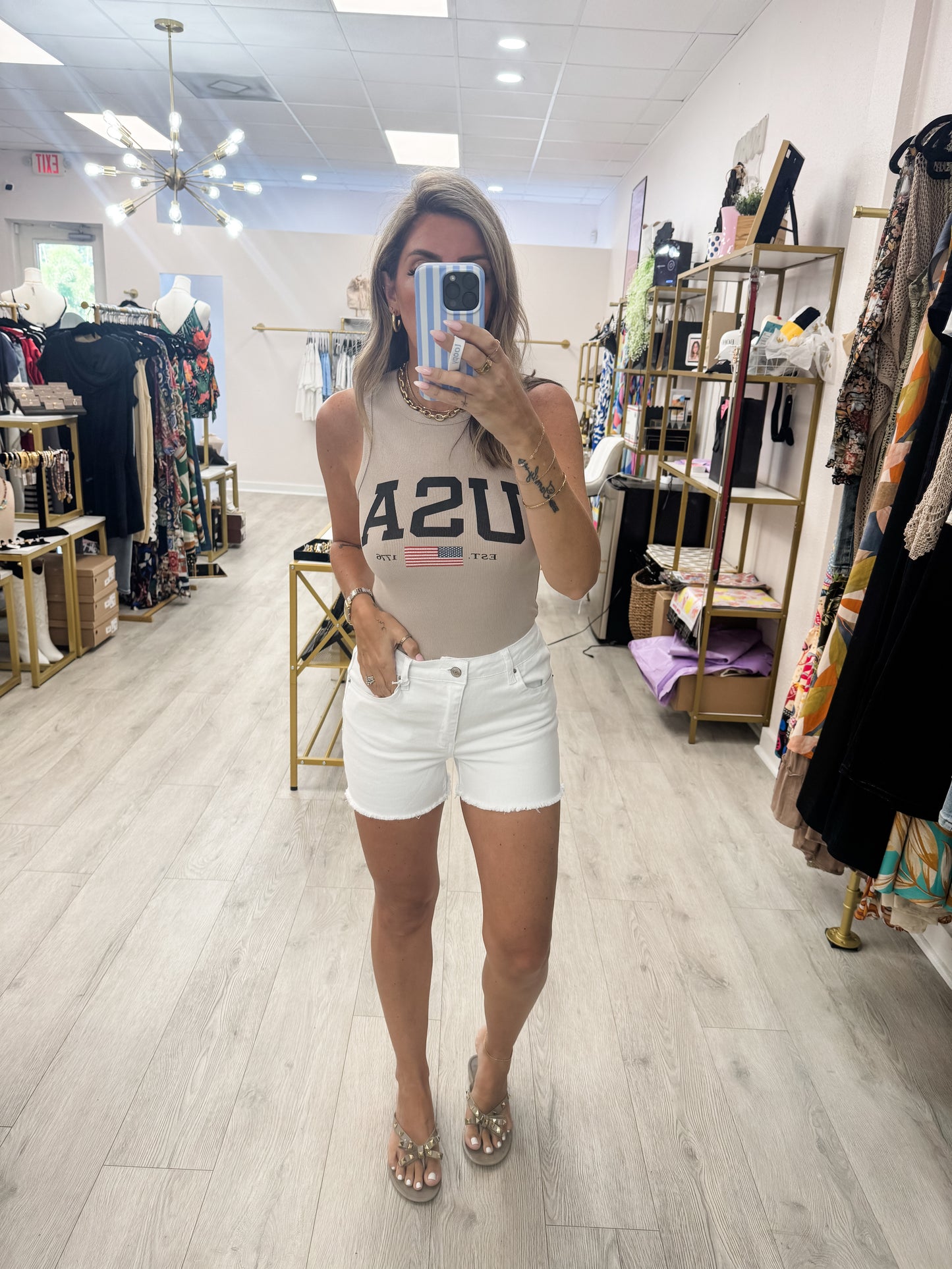 USA Tank Top Tan