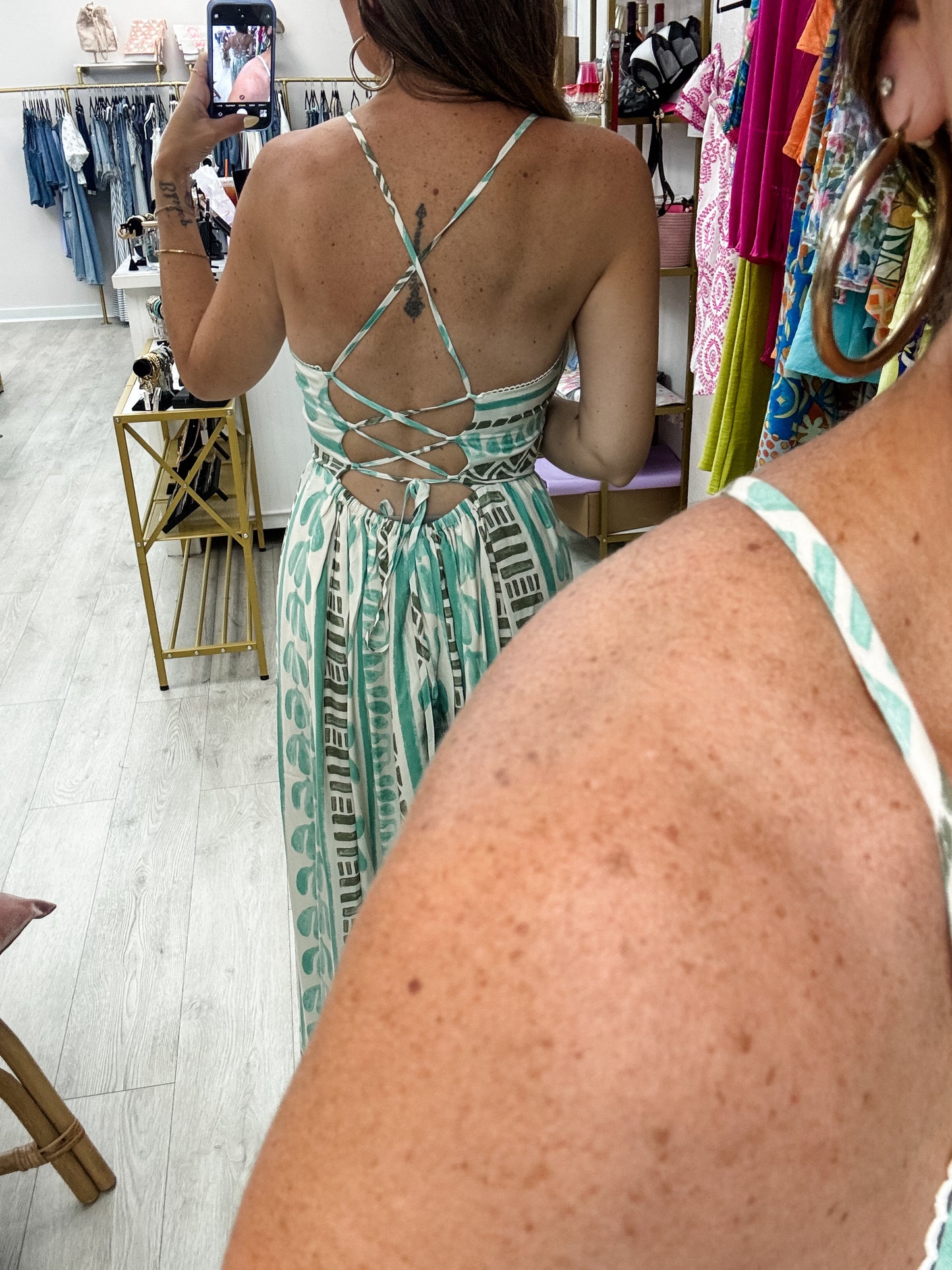 Tropical Border Print Maxi Dress