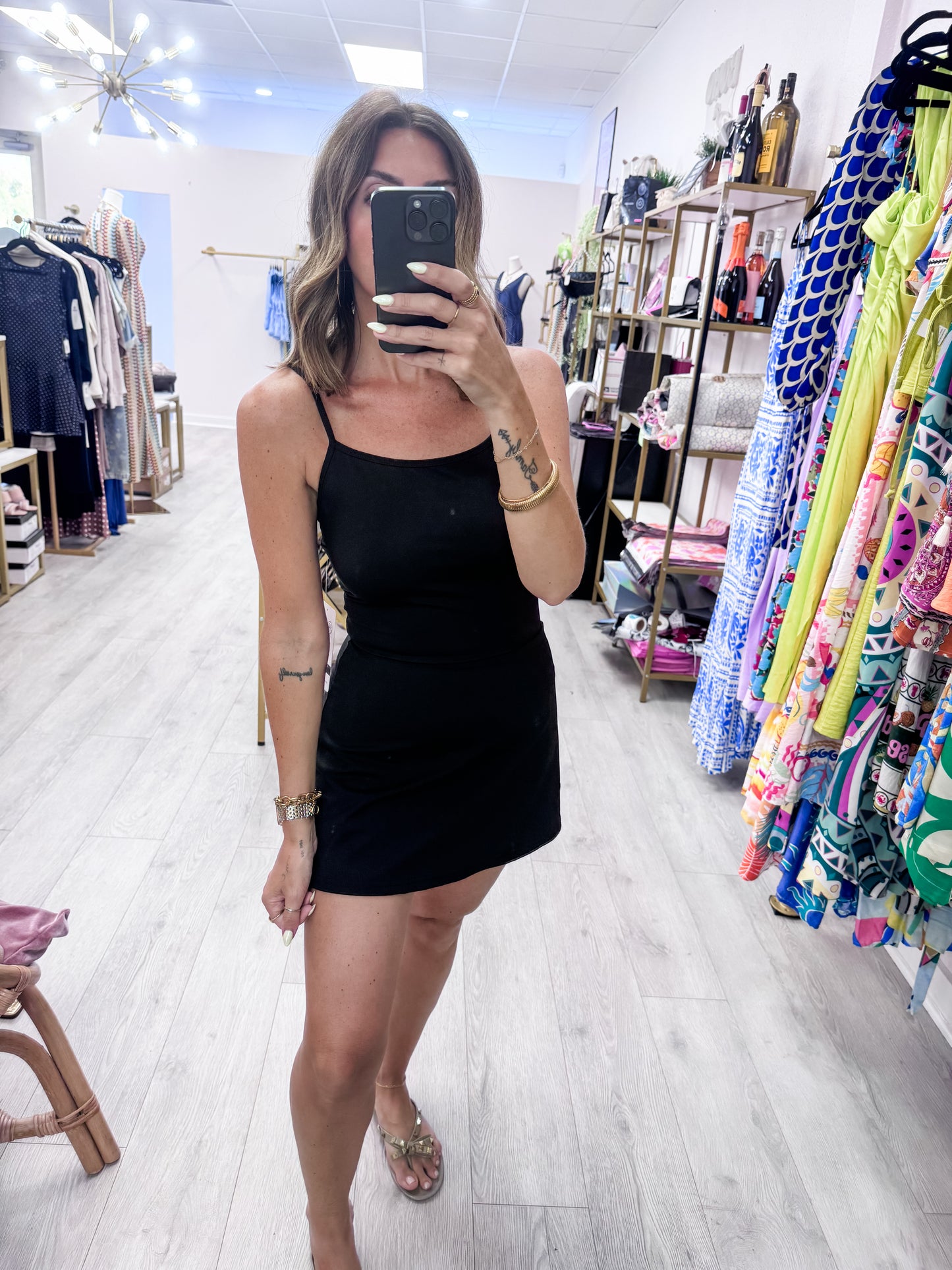 Black Thin Strap Active Skort Dress