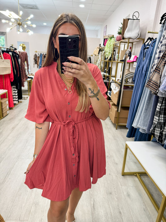 Bell Sleeve Tie Dress