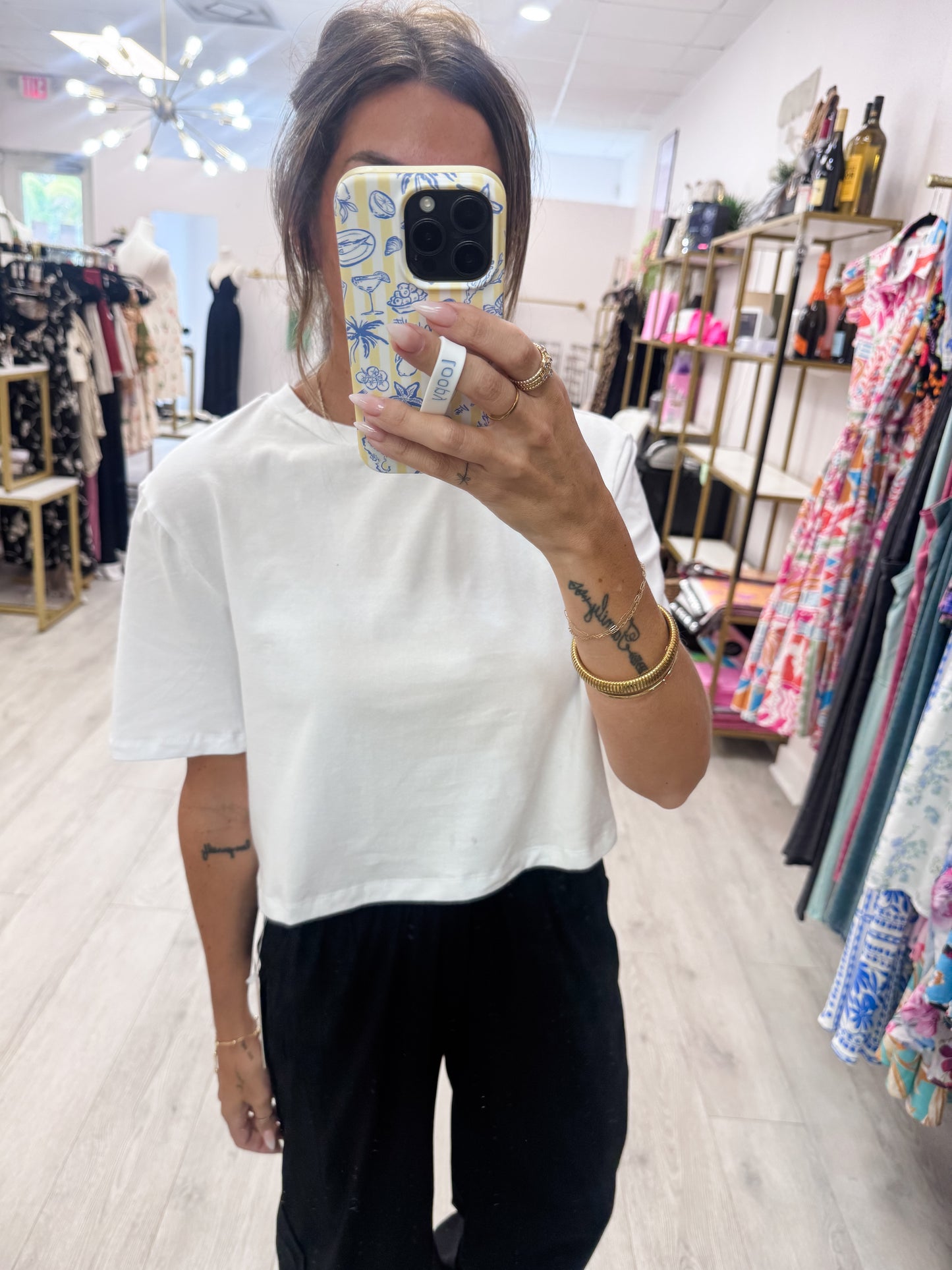White Cropped Casual Tee