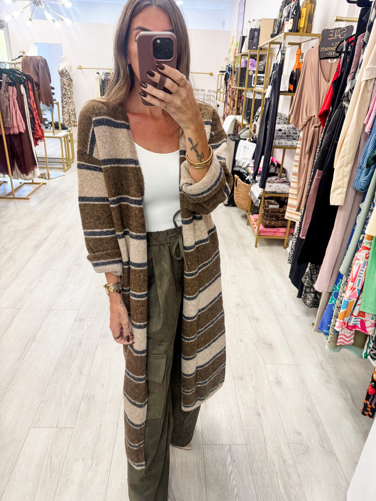 Striped Longline Cardigan