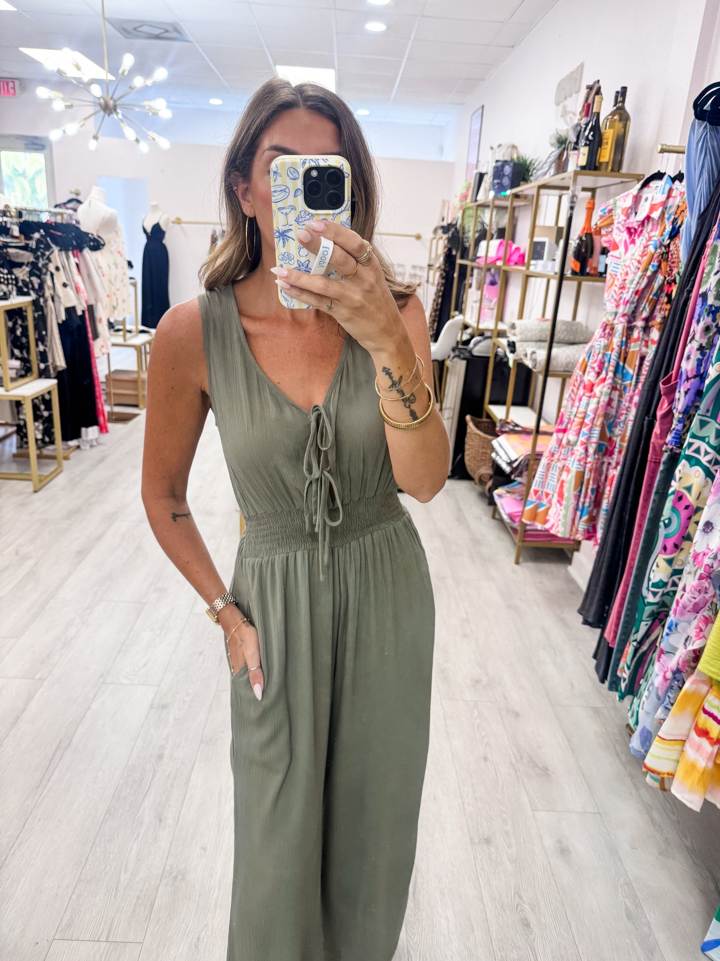 Vintage Olive Wide Leg Jumpsuit