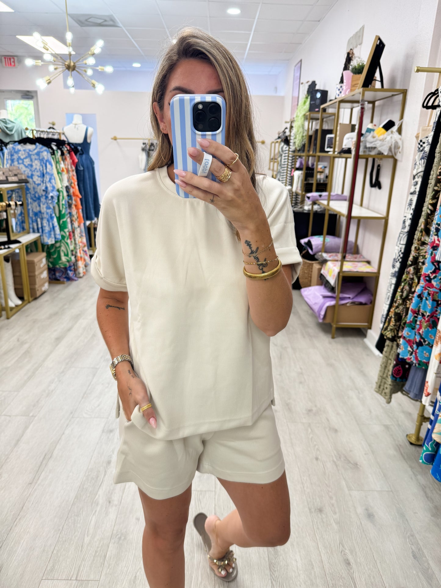 Luxe Sand Wash Ribbed Shorts