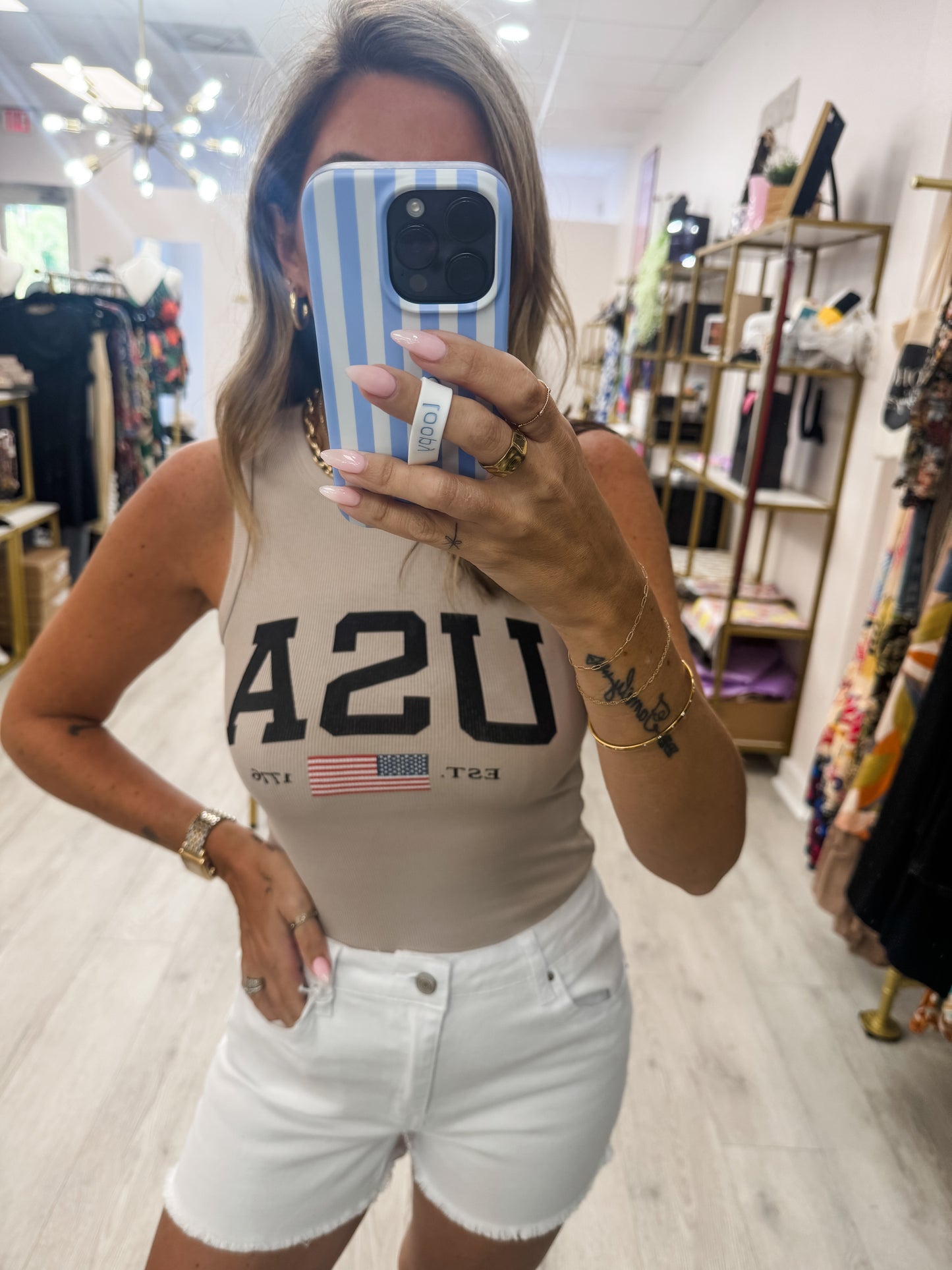 USA Tank Top Tan