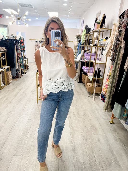 Eyelet Hem Top