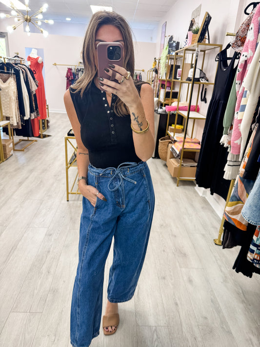 Denim High Waisted Barrel Jeans