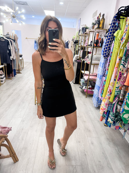 Black Thin Strap Active Skort Dress
