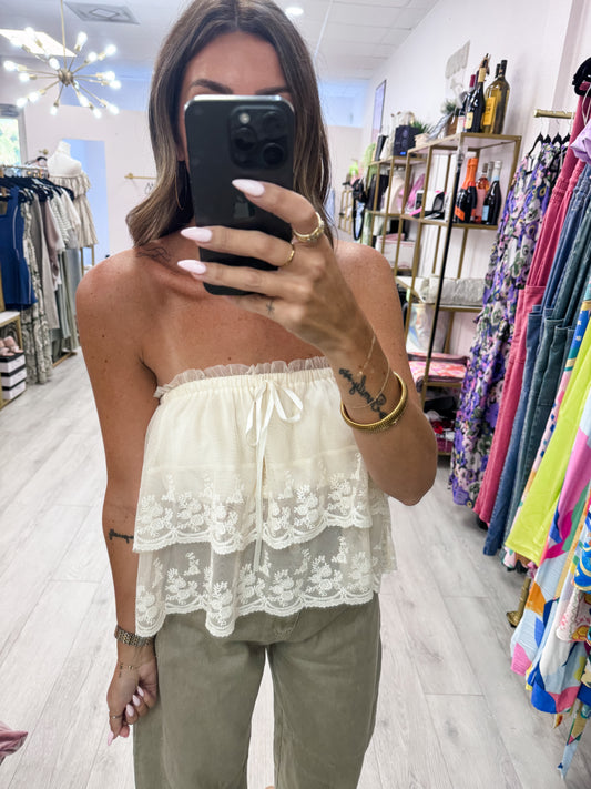 Vanilla Tiered Lace Top