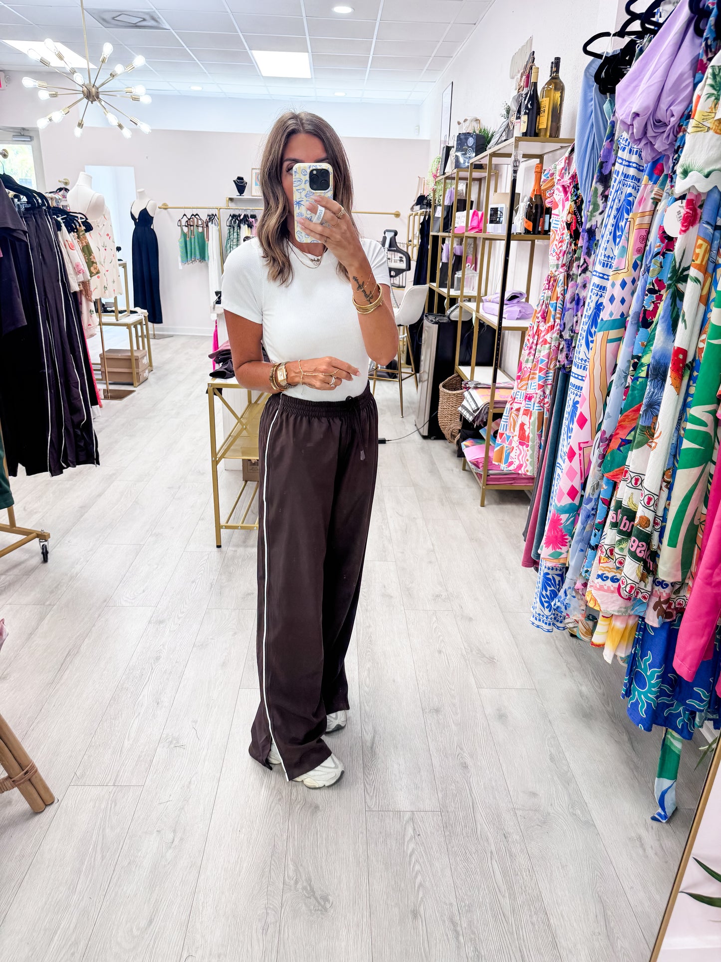 Coffee Finish Line Track Pants