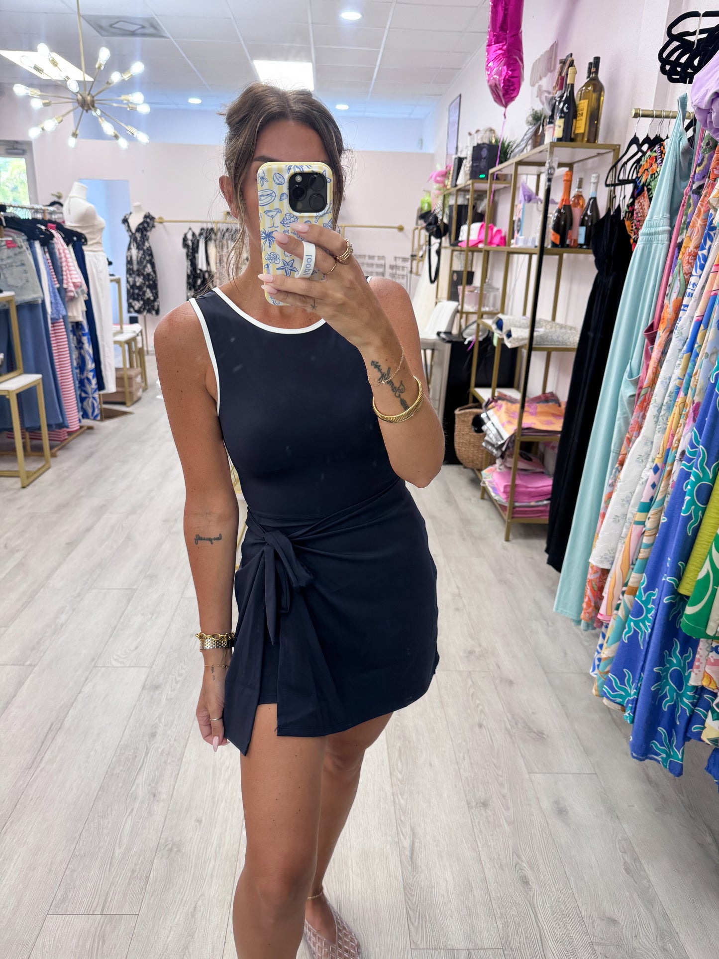 Navy & White Binding Active Skort Dress