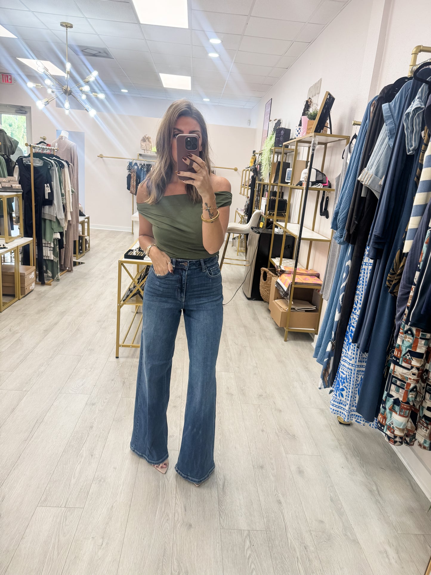 Cello Dark Wash Wide Leg 5 Way Stretch Denim
