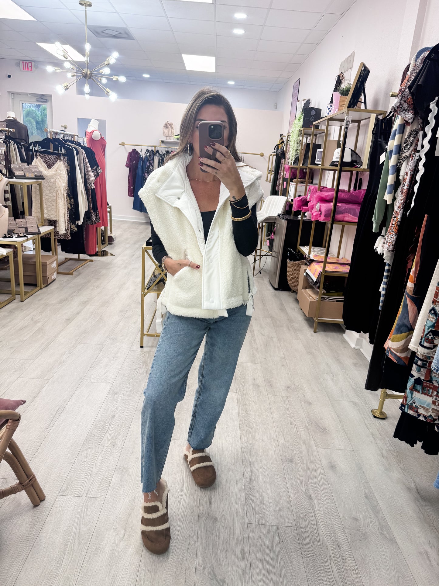 White Cozy Sherpa Vest