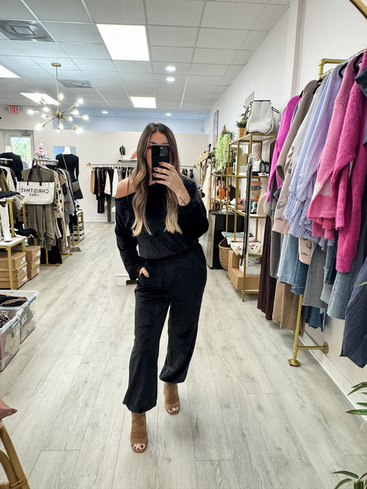 Velvet Boatneck Jumpsuit