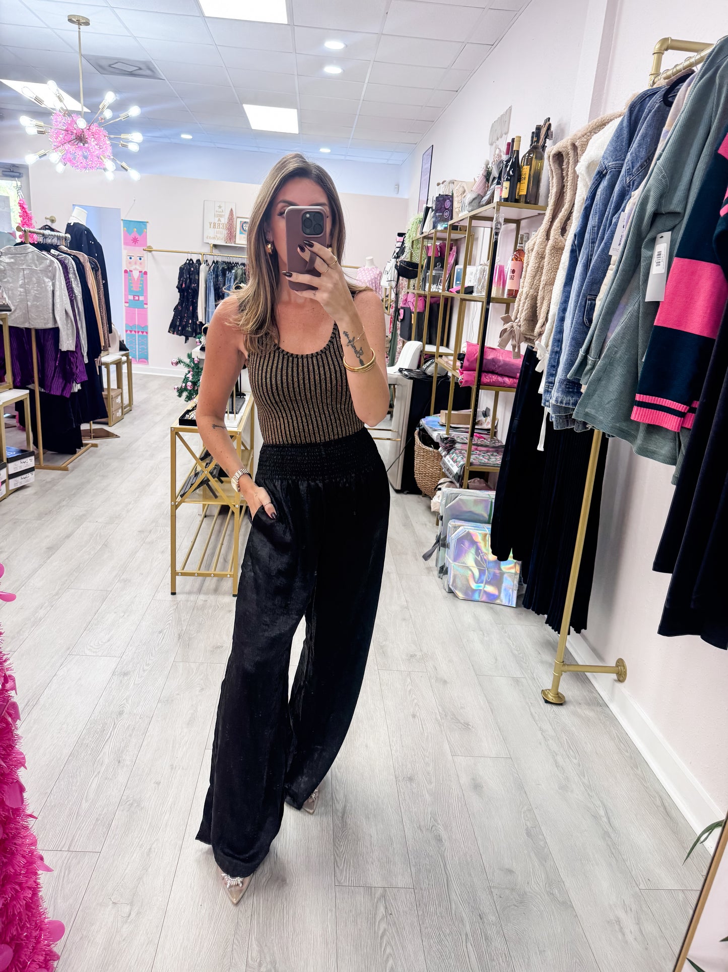 Metallic Scoop Neck Bodysuit