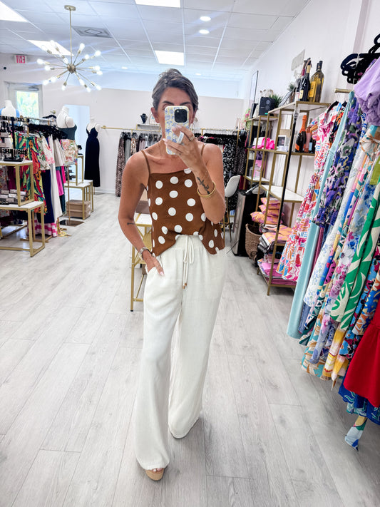 Mocha Polka Dot Cami Top