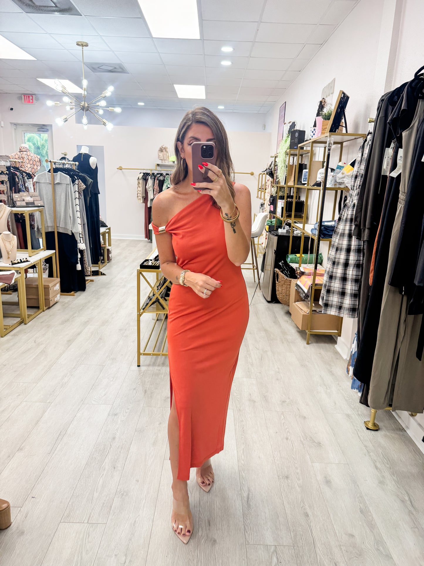 Cypress Glow Metalic Trim Dress