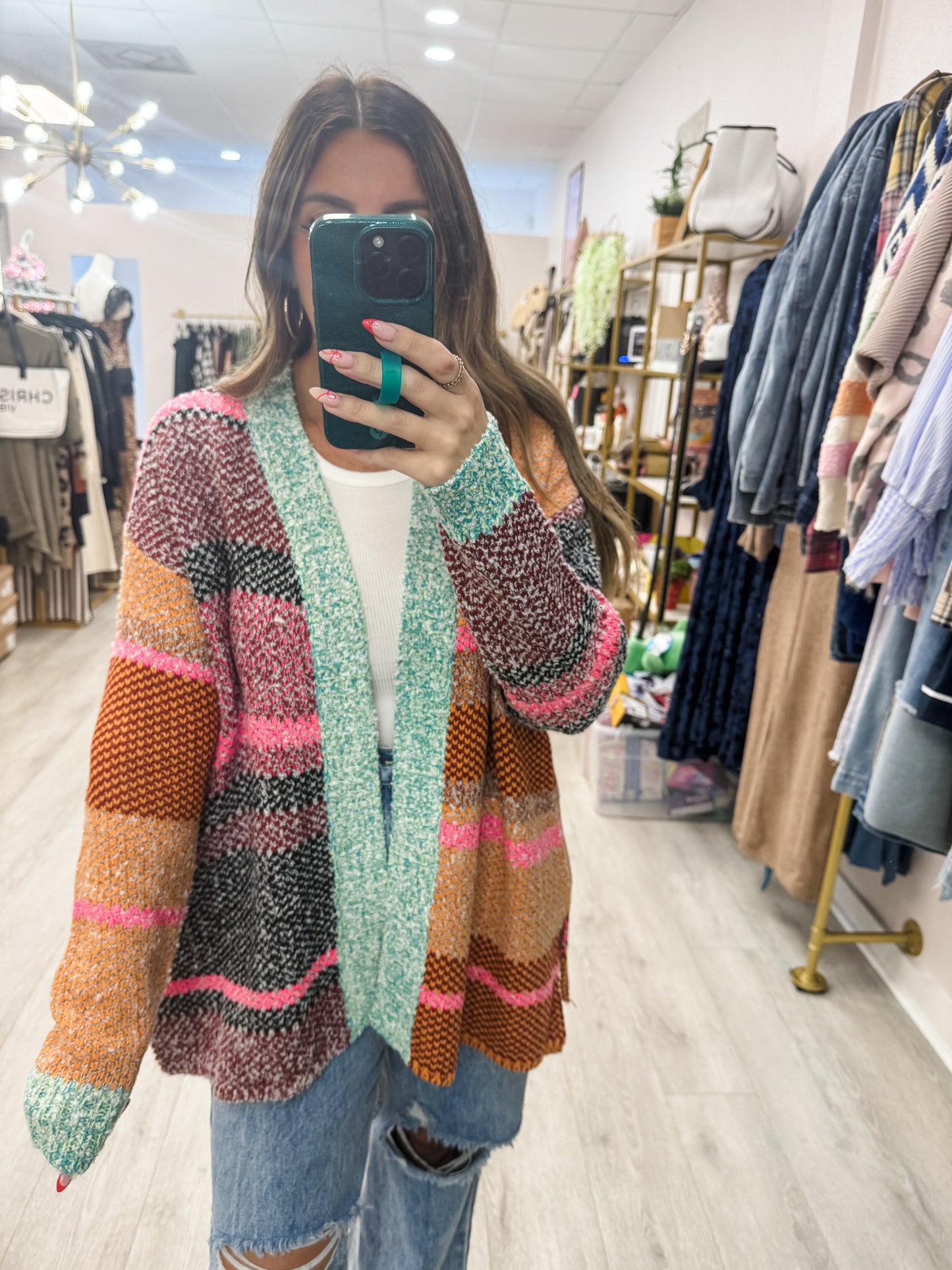 Oversized Color Block Cardigan